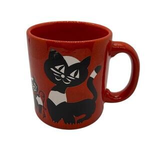 Waechtersbach Cat and Kitten Red Coffee Mug Made in West Germany.